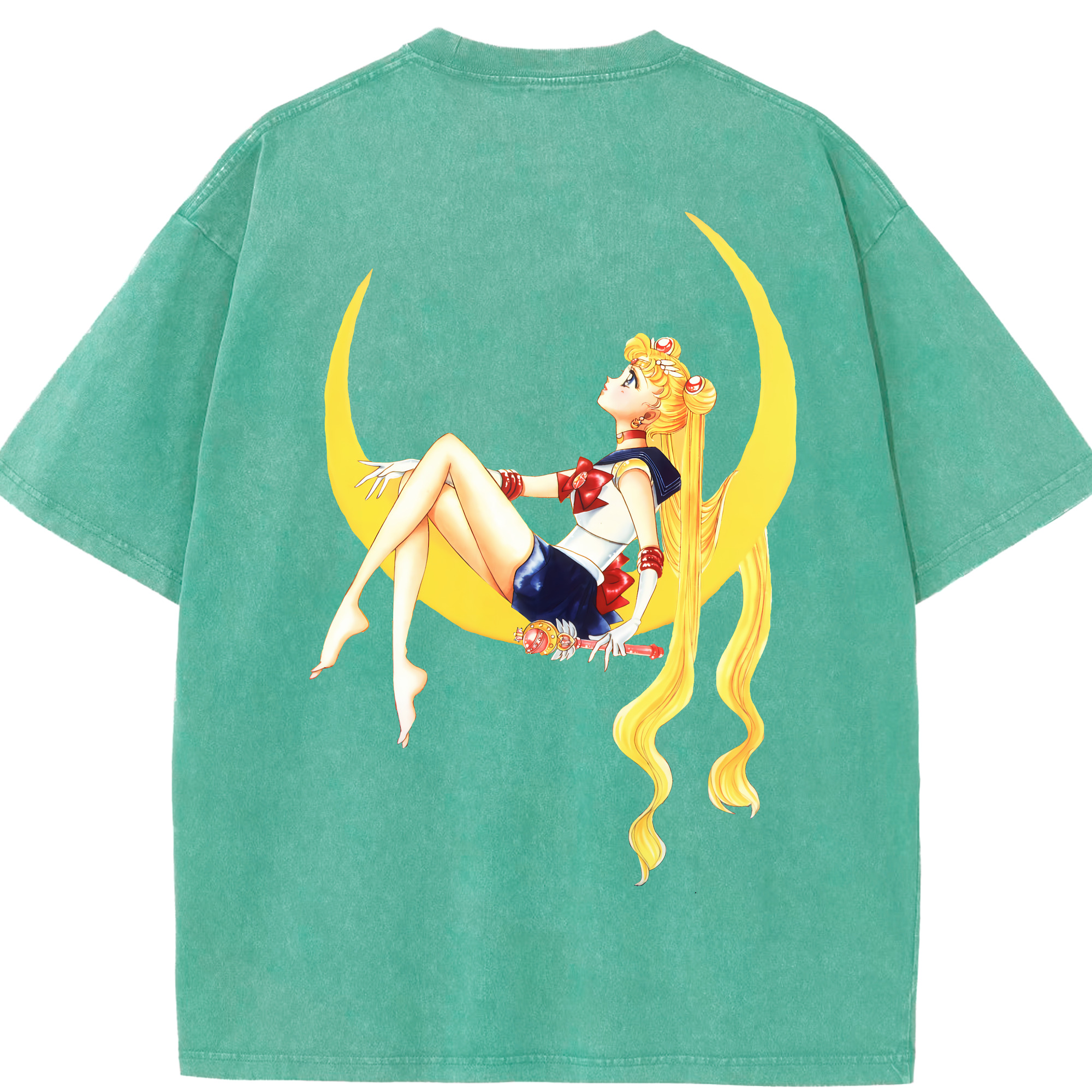 （画像用） 美少女戦士セーラームーン 月野 うさぎ つきの うさぎ Sailor Moon Tsukino Usagi 綿100% ヴィンテージ風 半袖Tシャツ（背面プリント）